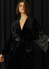 Wasabi Black Velvet Blouse