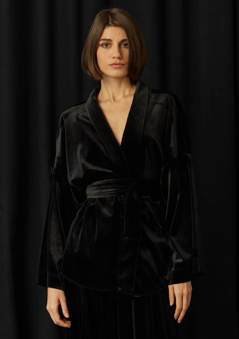 Wasabi Black Velvet Blouse