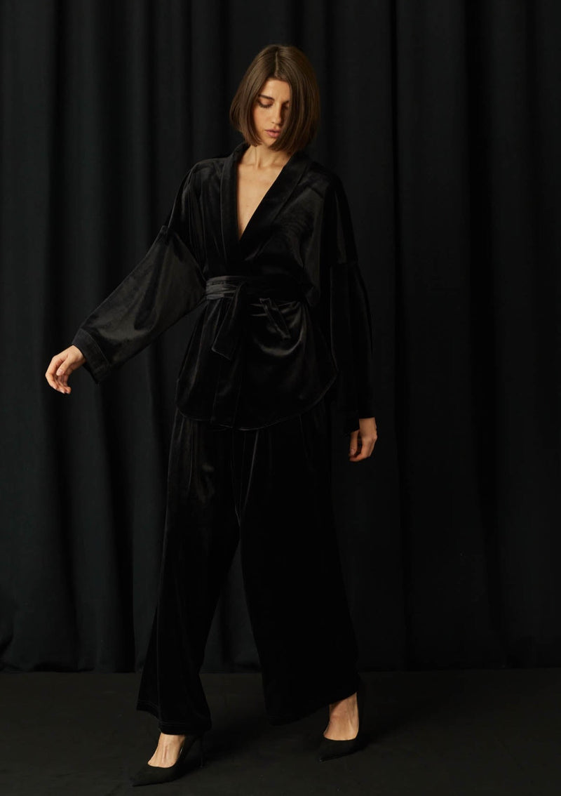 Wasabi Black Velvet Blouse