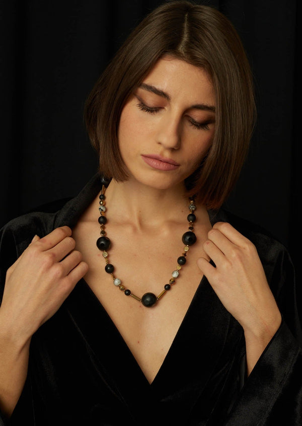 JustBrazil-Necklace-The Crane Onyx Short Necklace-Just Brazil