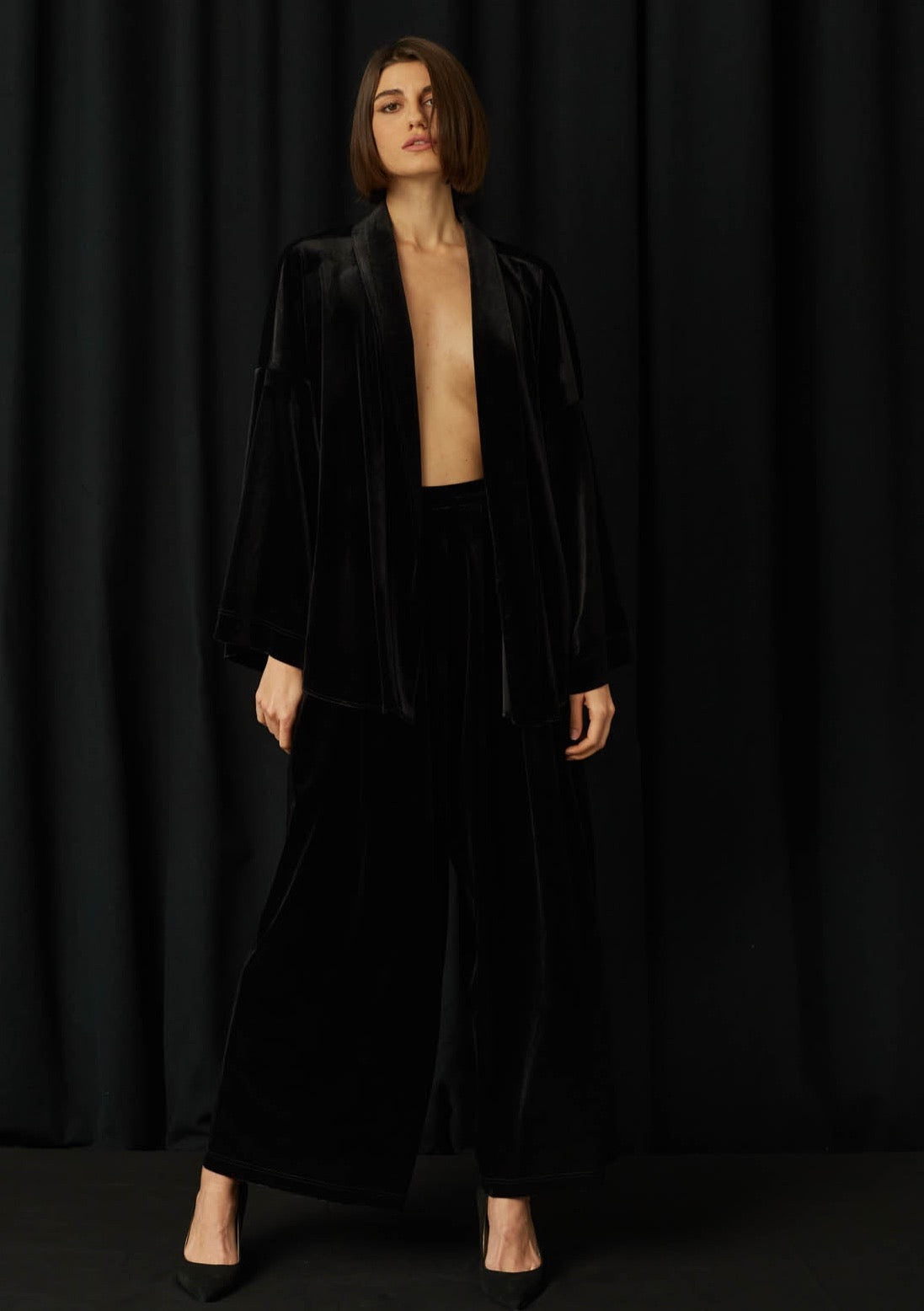 Pedras Black Velvet Trousers