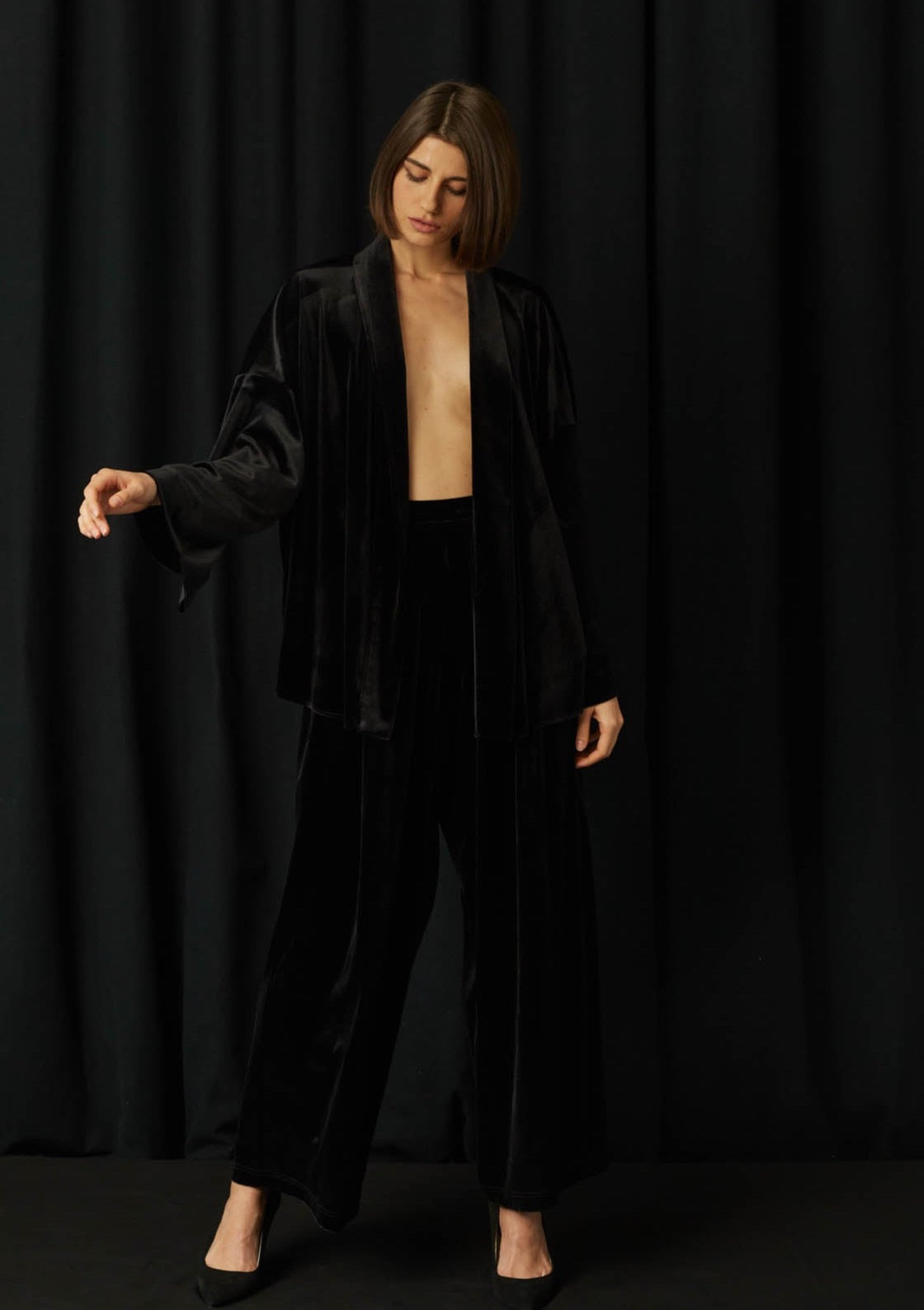 Pedras Black Velvet Trousers