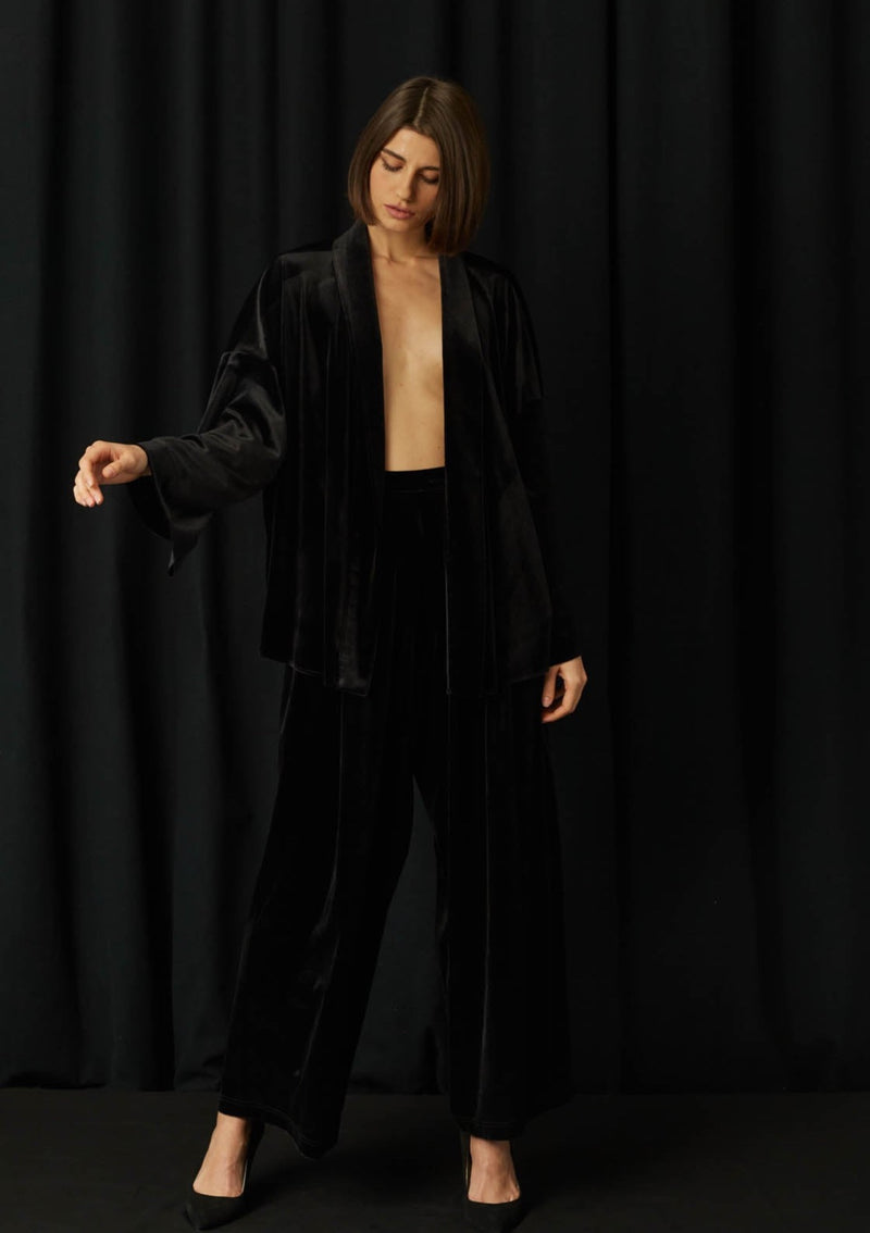 Pedras Black Velvet Trousers