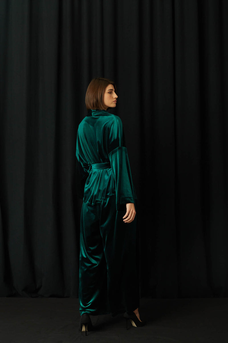 Wasabi Green Velvet Blouse