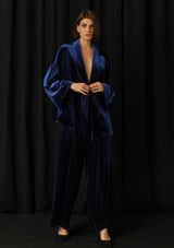 Wasabi Blue Velvet Blouse