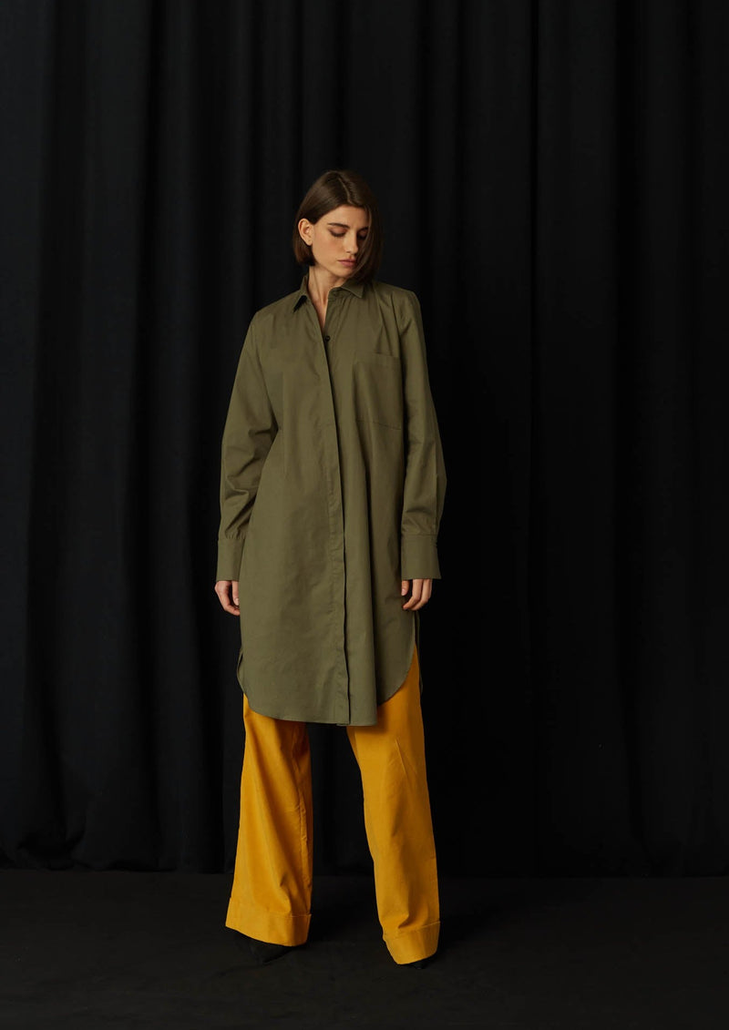 JustBrazil-Shirtdress-ositano Lily Khaki Shirtdress-Just Brazil