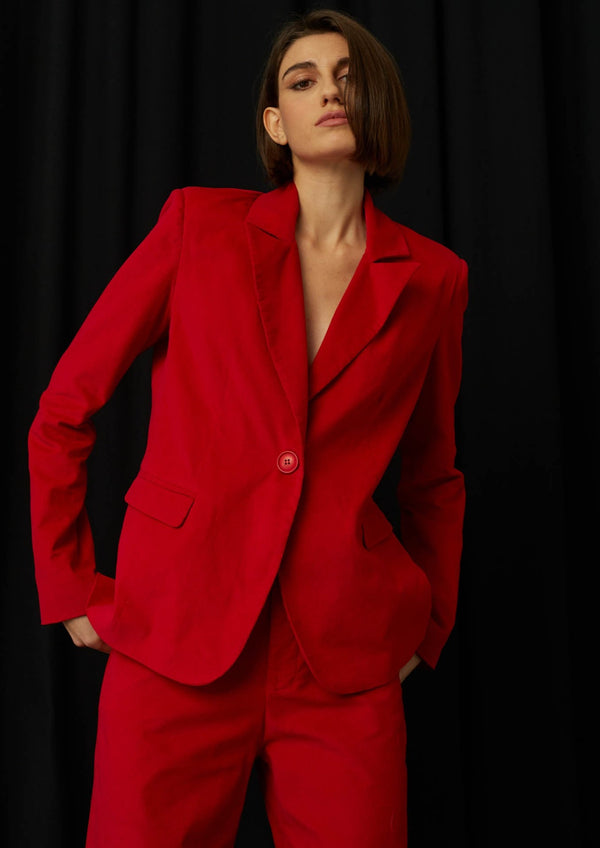 JustBrazil-Blazer-Rufino Corduroy Red Blazer-Just Brazil