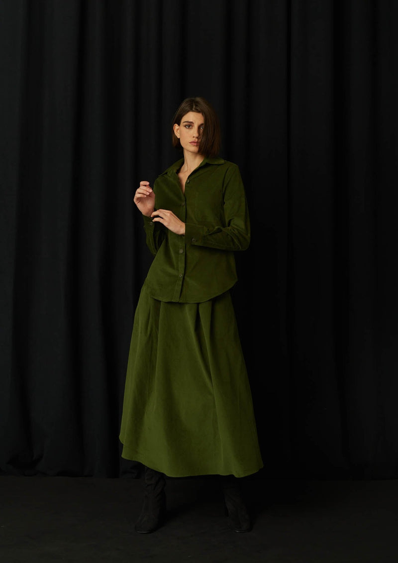 JustBrazil-Skirt-Bastos Corduroy Khaki Skirt-Just Brazil