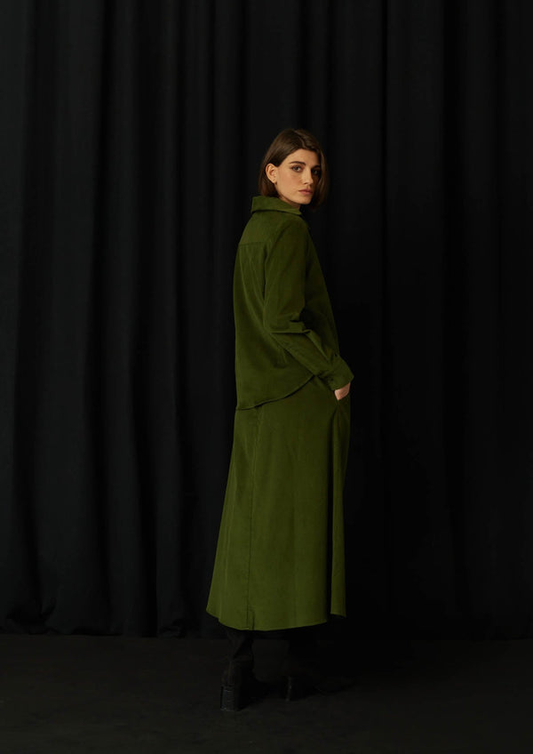 JustBrazil-Skirt-Bastos Corduroy Khaki Skirt-Just Brazil