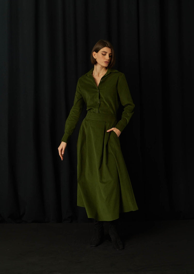 JustBrazil-Skirt-Bastos Corduroy Khaki Skirt-Just Brazil