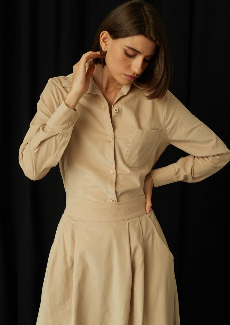 JustBrazil-Skirt-Bastos Corduroy Vanilla Skirt-Just Brazil