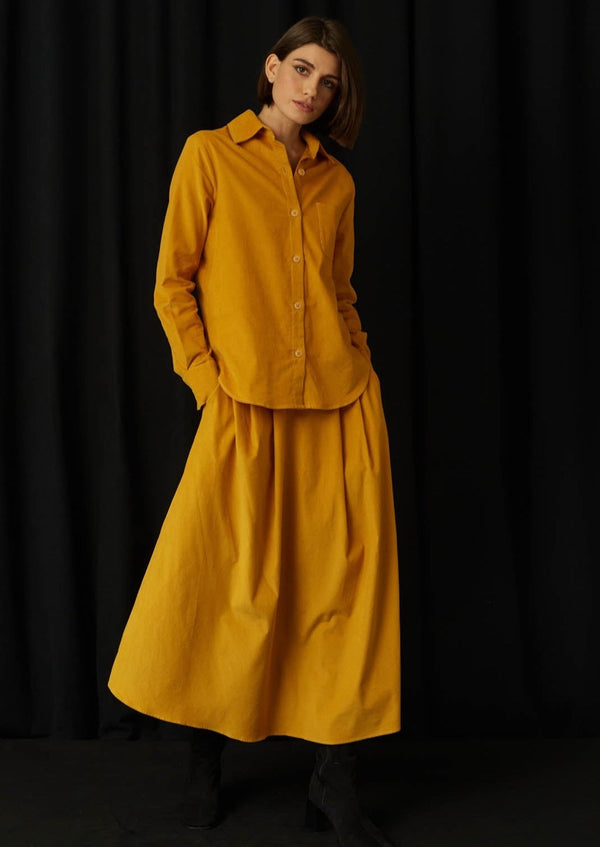 JustBrazil-Skirt-Bastos Corduroy Yellow Skirt-Just Brazil
