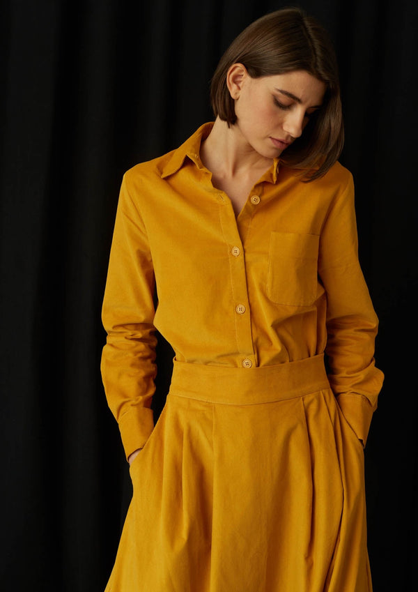 JustBrazil-Skirt-Bastos Corduroy Yellow Skirt-Just Brazil