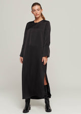 JUSTBRAZIL-DRESS-ELEONORA SATIN BLACK DRESS-JUST BRAZIL