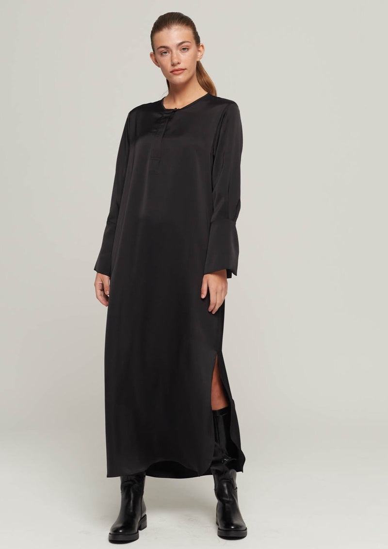 JUSTBRAZIL-DRESS-ELEONORA SATIN BLACK DRESS-JUST BRAZIL