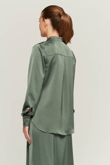 JUSTBRAZIL-SHIRT-METIS SATIN KHAKI SHIRT-JUST BRAZIL