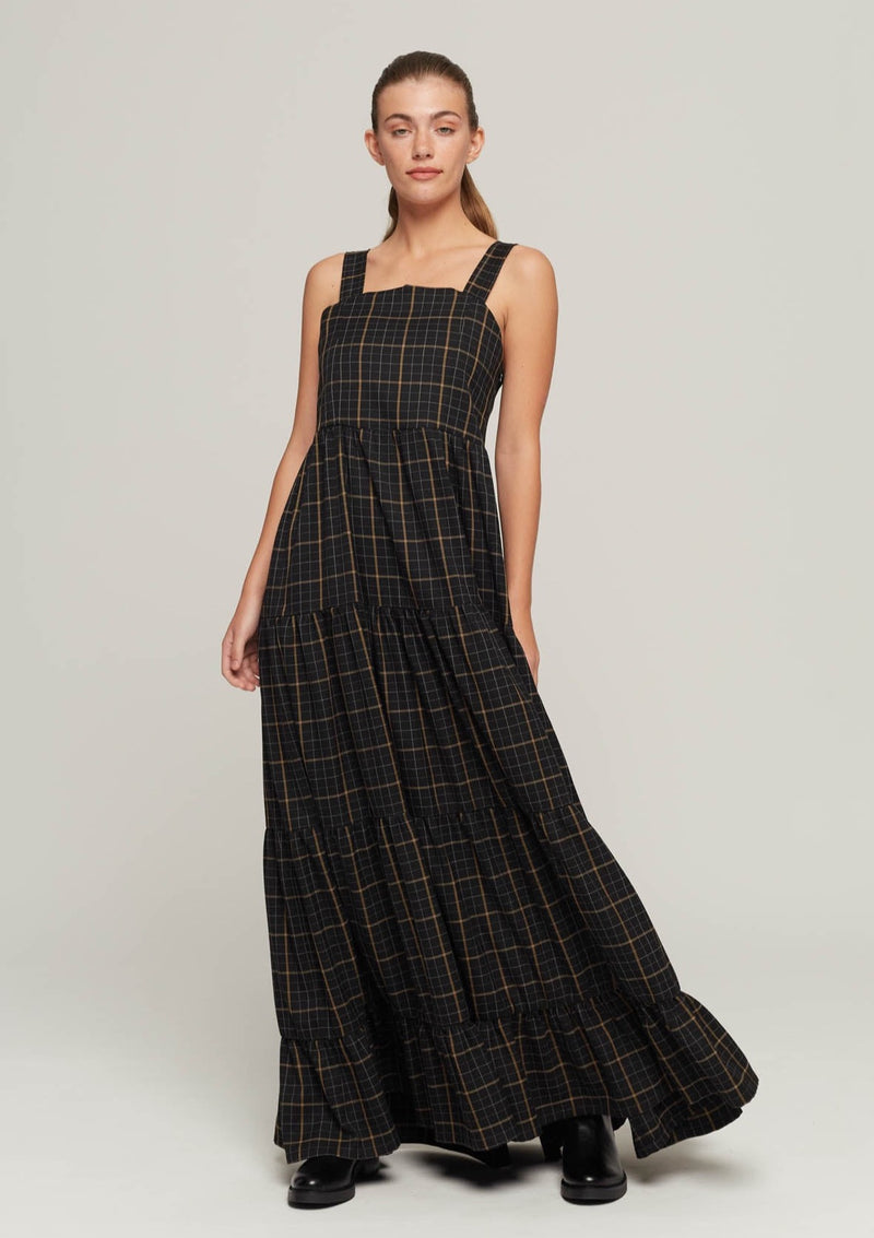 JUSTBRAZIL-DRESS-TUCUM KARO BLACK MIDI DRESS-JUST BRAZIL