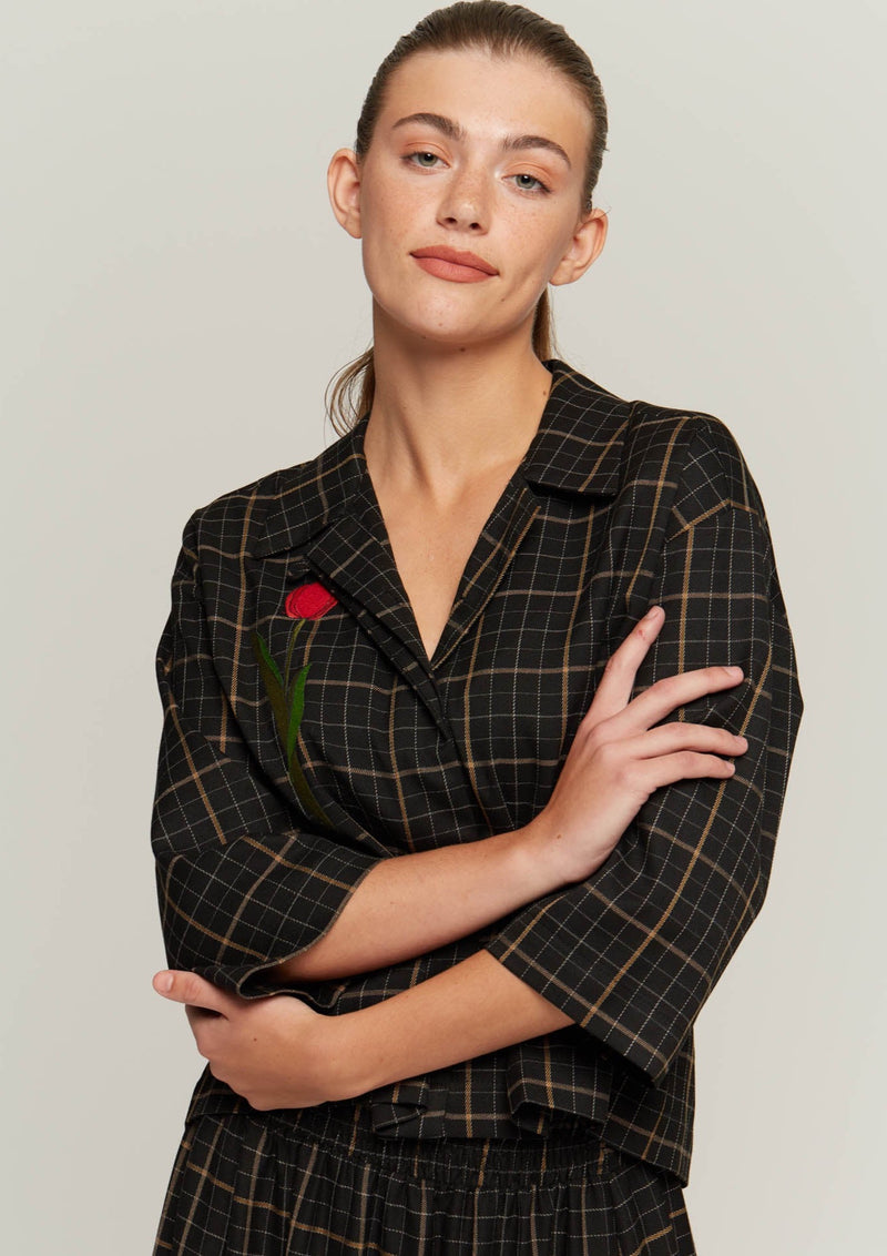 JUSTBRAZIL-SHIRT-ESTACIO TULIP DARK BLACK SHIRT-JUST BRAZIL