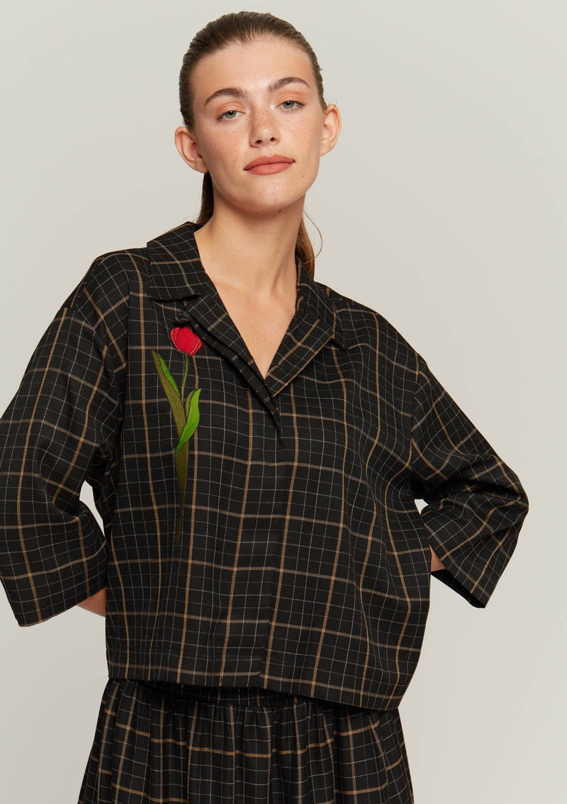JUSTBRAZIL-SHIRT-ESTACIO TULIP DARK BLACK SHIRT-JUST BRAZIL