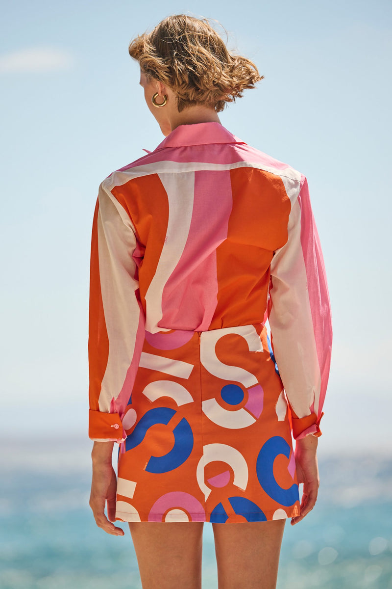 Annie P-Serafina Liquid Orange Pink Shirt-jUSTBRAZIL