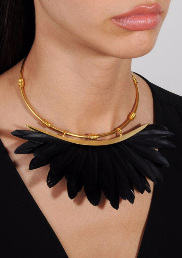 Artemis Black Feather Necklace