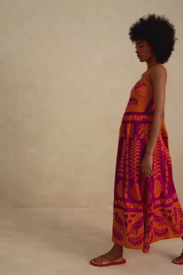 Farm Rio-Dress-Pineapple Love Orange Cutwork Dress-Just Brazil
