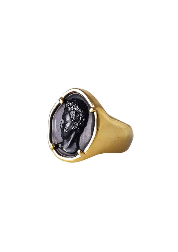 Hermina-Hermis Head Onyx Ring-Justbrazil