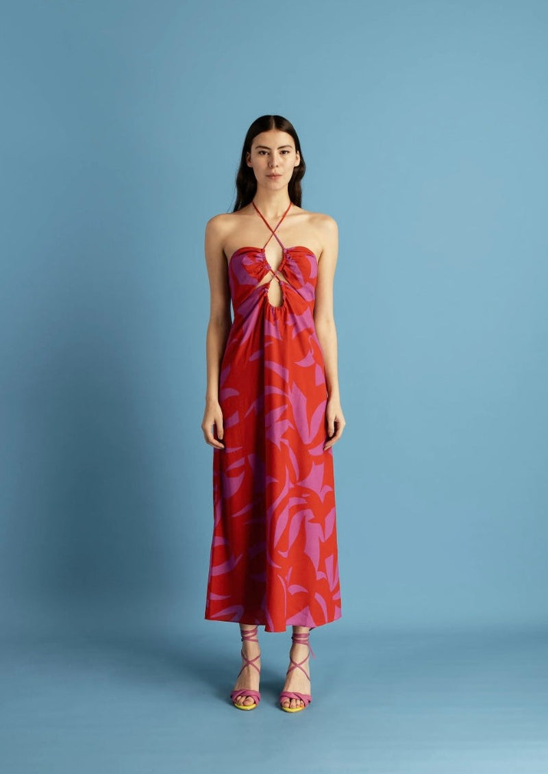 Cala de la cruz-Roge Gammimaagenta Dress-Justbrazil