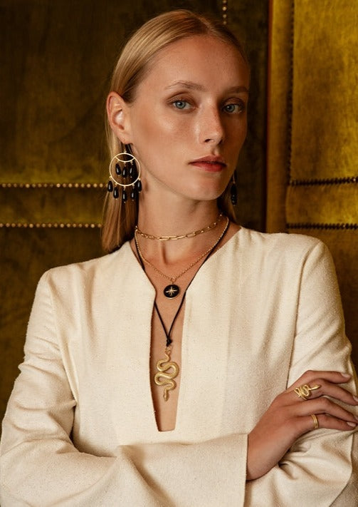 Antonia Karra-Jane Black Earrings-Justbrazil