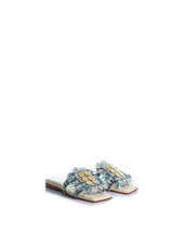 Alethea Flat Mules Tweed Light Blue
