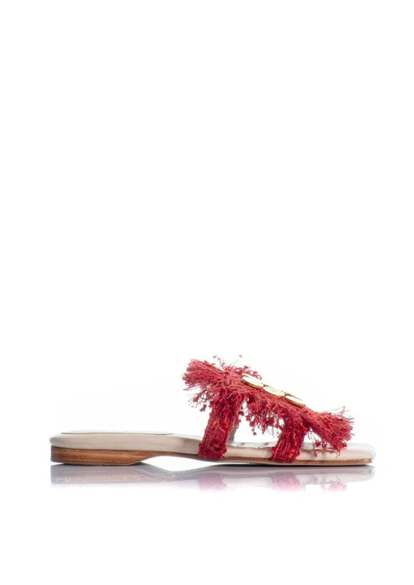 Alethea Flat Mules Tweed Red
