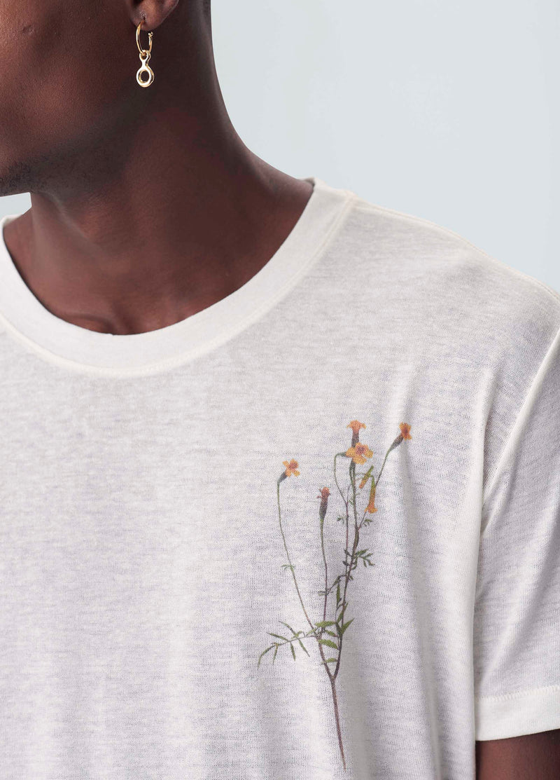 T-Shirt Light Linen Flor Tagete Off White