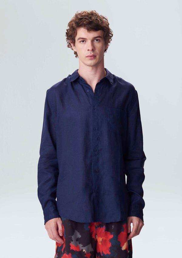 Osklen-Camisa Masc Classic Navy Blue-Justbrazil