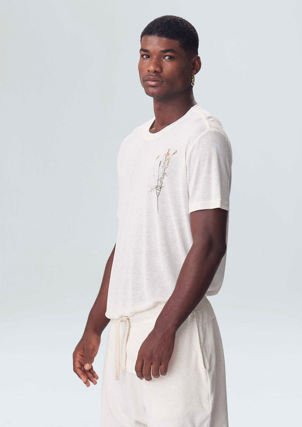 T-Shirt Light Linen Flor Tagete Off White