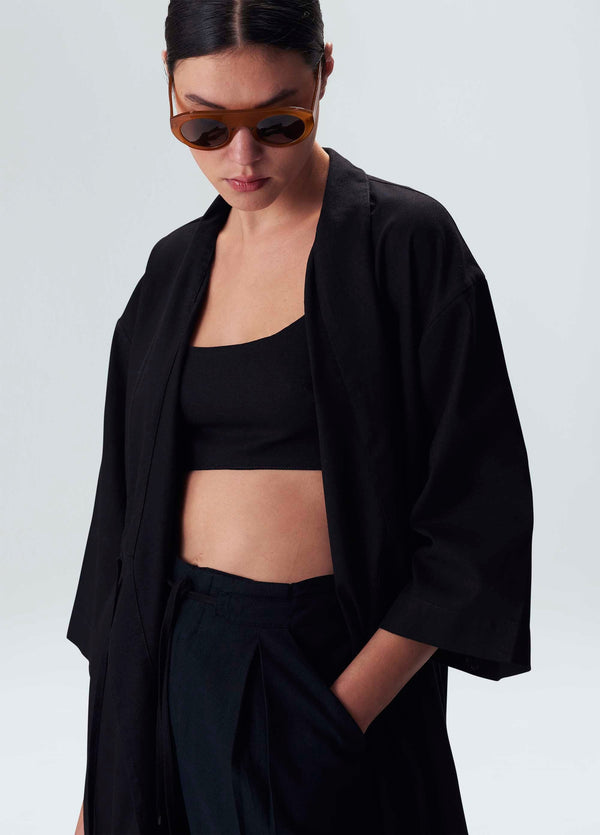 Osklen-Kimono Linen Black-Justbrazil