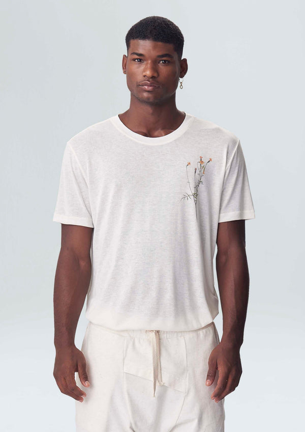 T-Shirt Light Linen Flor Tagete Off White